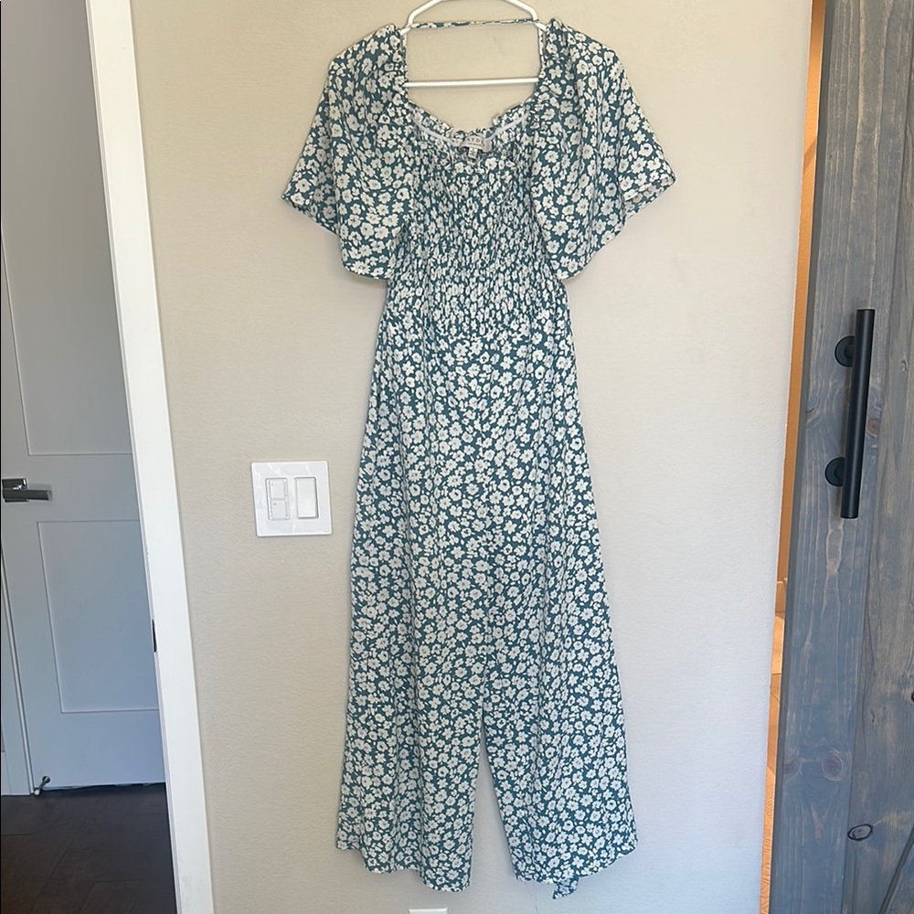 Floral Blue and White Jumpsuit